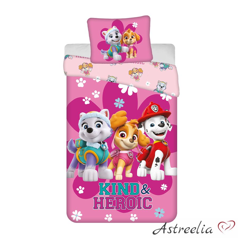 Lasten_pussilakanasetti_Paw Patrol_Kind_and_Heroic_Astreelia_Home Lasten pussilakanasetti 140×200 cm. Paw Patrol – Kind and Heroic - Image 1