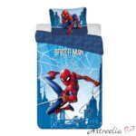 Lasten pussilakanasetti 140×200 cm. Spider-man – Blue 04