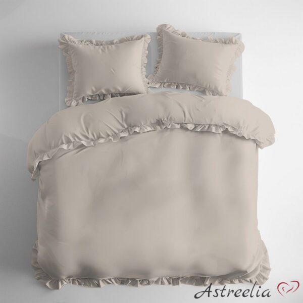 Puuvillainen pussilakanasetti röyhelöillä – Beige