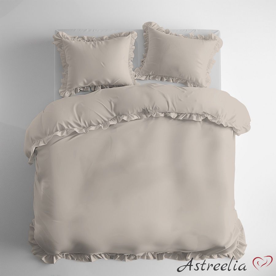 Puuvillainen_pussilakanasetti_röyhelöillä_Beige Puuvillainen pussilakanasetti röyhelöillä – Beige