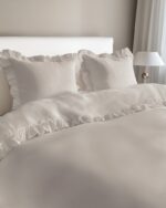 Puuvillainen pussilakanasetti röyhelöillä 160x200 cm – Beige - Image 2