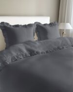 Puuvillainen pussilakanasetti röyhelöillä 160x200 cm – Grafiitin - Image 2