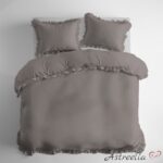 Puuvillainen pussilakanasetti röyhelöillä – Lämmin harmaa