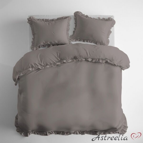 Puuvillainen pussilakanasetti röyhelöillä – Lämmin harmaa