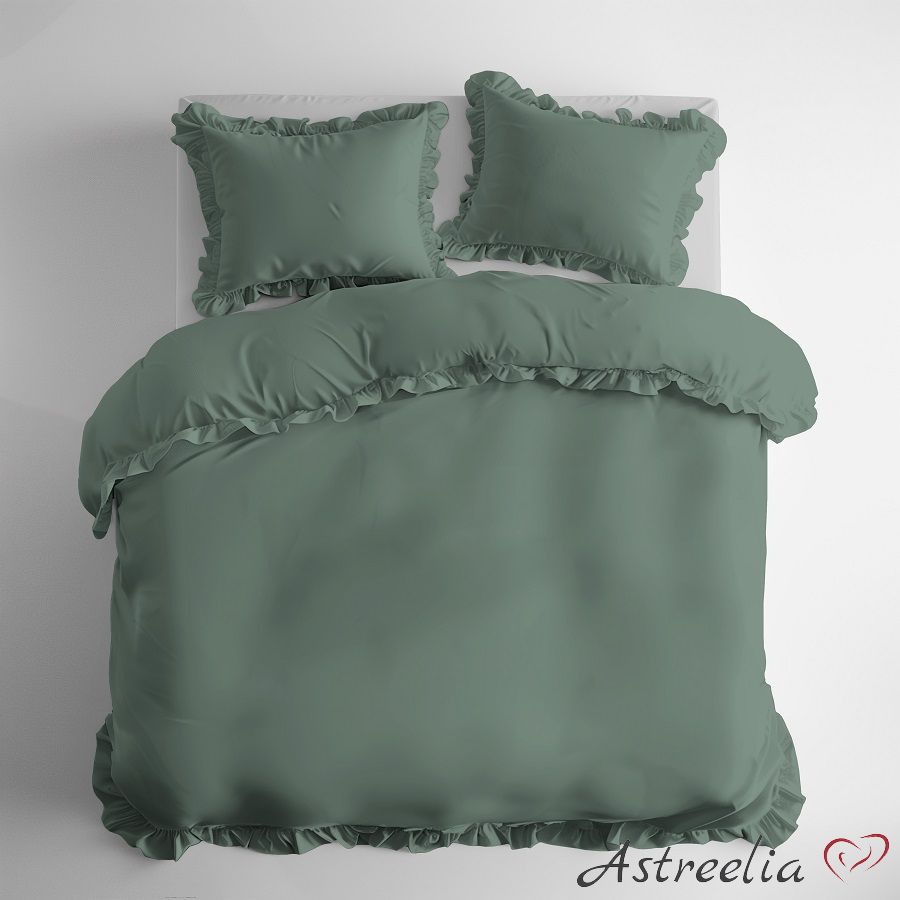 Puuvillainen_pussilakanasetti_röyhelöillä_Mint Puuvillainen pussilakanasetti röyhelöillä – Mint