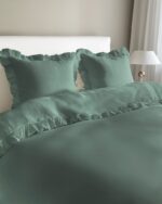 Puuvillainen pussilakanasetti röyhelöillä 160x200 cm – Mint - Image 2