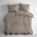 Puuvillainen pussilakanasetti röyhelöillä – Taupe