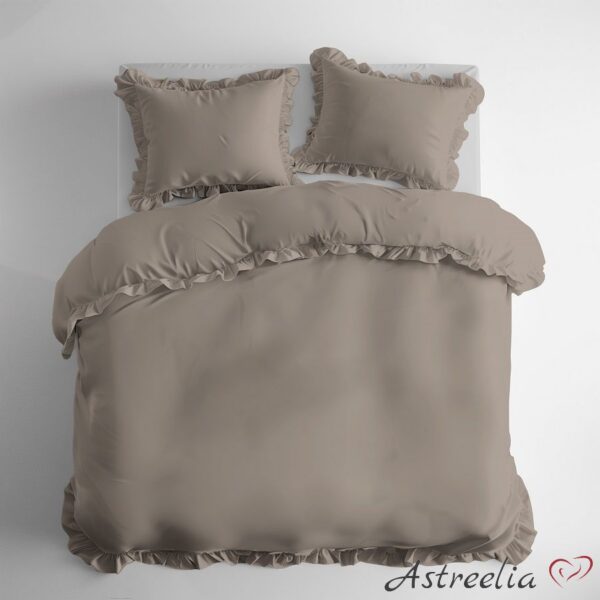 Puuvillainen pussilakanasetti röyhelöillä – Taupe