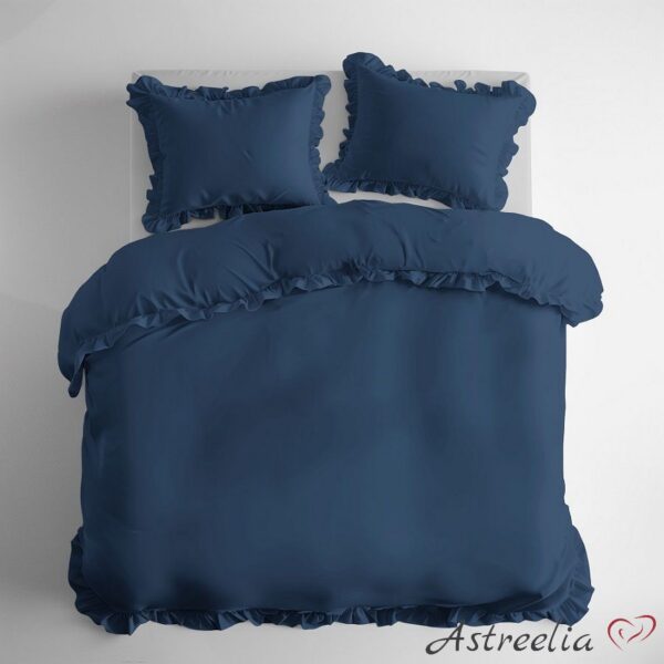 Puuvillainen pussilakanasetti röyhelöillä – Tummansininen