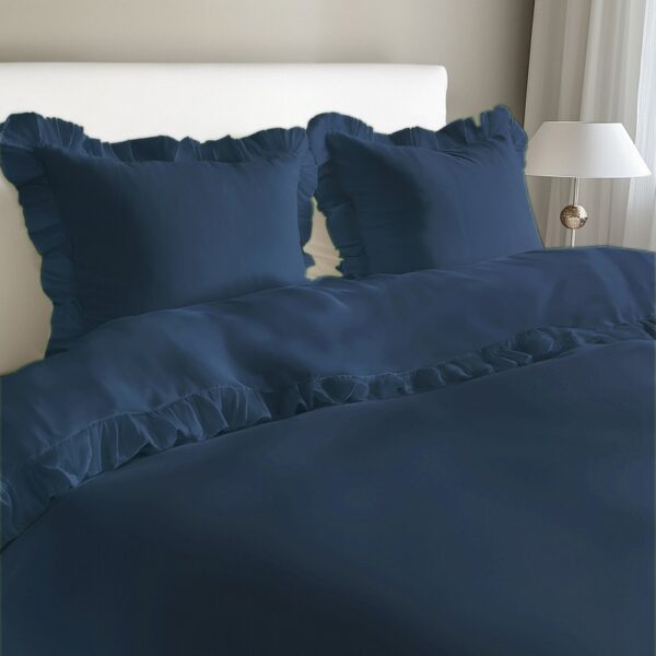 Puuvillainen pussilakanasetti royheloilla Tummansininen 01 Astreelia OÜ