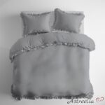 Puuvillainen pussilakanasetti röyhelöillä – Vaaleanharmaa