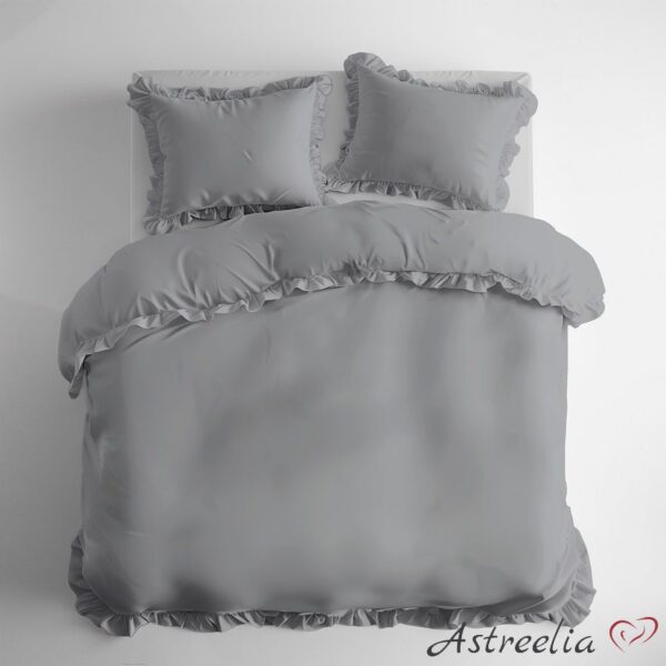 Puuvillainen pussilakanasetti röyhelöillä – Vaaleanharmaa