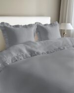 Puuvillainen pussilakanasetti röyhelöillä 160x200 cm – Vaaleanharmaa - Image 2