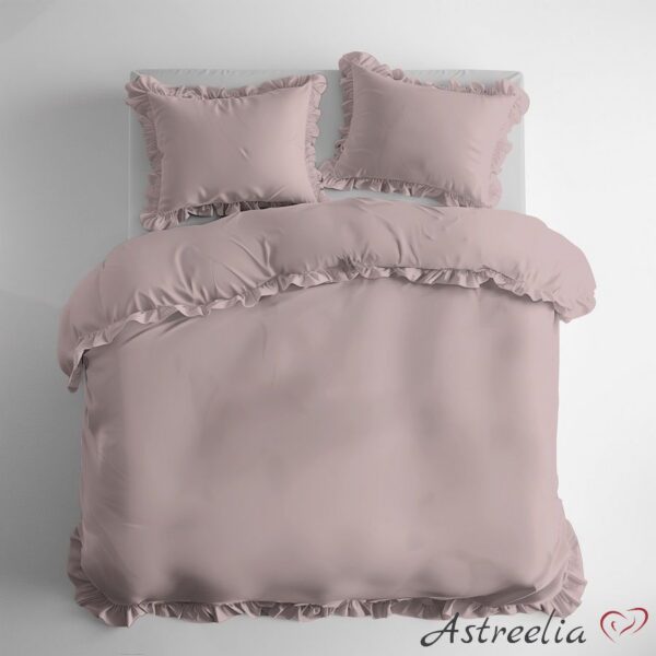 Puuvillainen pussilakanasetti röyhelöillä – Vaaleanpunainen