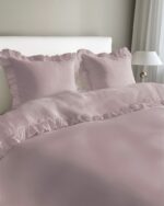 Puuvillainen pussilakanasetti röyhelöillä 160x200 cm – Vaaleanpunainen - Image 2