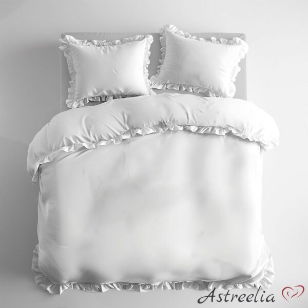 Puuvillainen pussilakanasetti röyhelöillä – Valkoinen