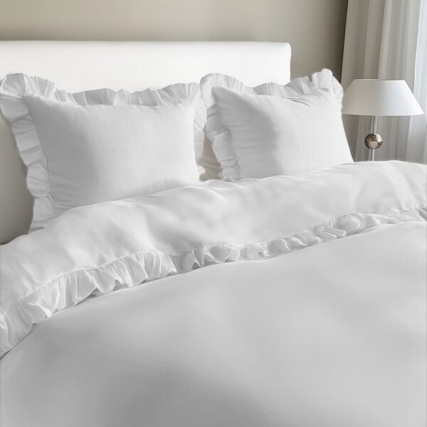 Puuvillainen pussilakanasetti royheloilla Valkoinen 01 Astreelia OÜ