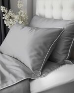 Mako-satiini vuodevaatesetti 220×200 cm. - Väri: Vaaleanharmaa - Image 3