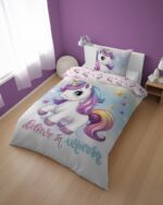 Puuvillainen pussilakanasetti 140x200 cm - Believe In Unicorn - Image 2