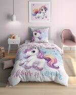 Puuvillainen pussilakanasetti 140x200 cm - Believe In Unicorn - Image 3