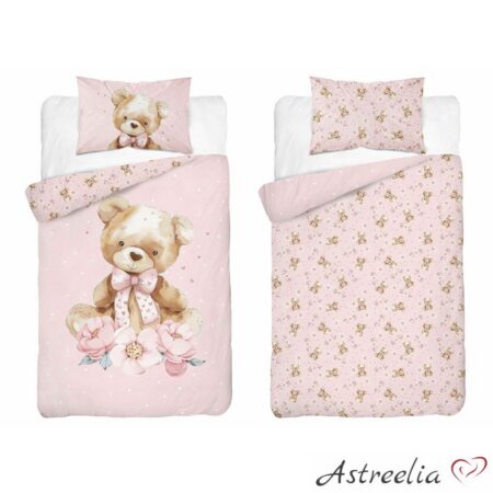 Mayamoo lasten vuodevaatesetti 100x135 cm, 100% puuvillaa, Teddy Bear