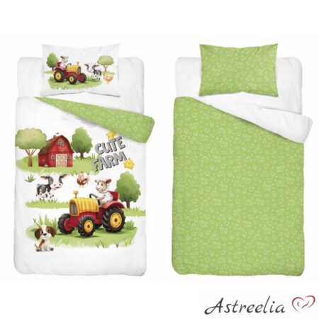Mayamoo lasten vuodevaatesetti 100x135 cm, 100% puuvillaa, Cute Farm / A