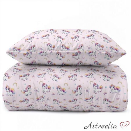 Puuvillainen pussilakanasetti "Happy Unicorn" 140x200 cm - XoXo Dream Collection